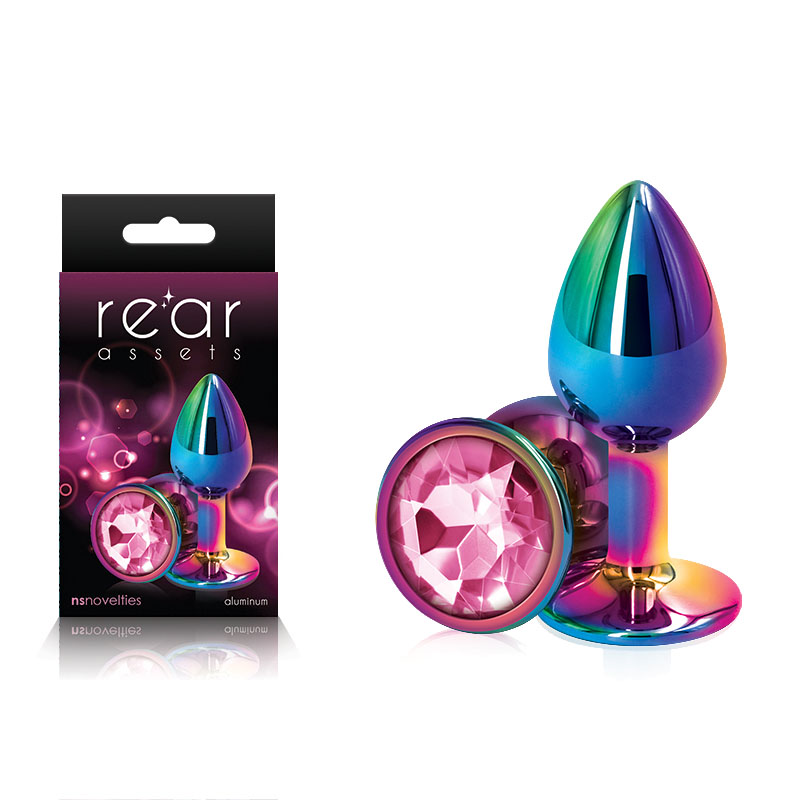Rear Assets Multicoloured Butt Plug - Small (Round Pink Gem)